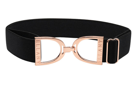 Black - 1.5" Rose Gold Stirrup Elastic Belt