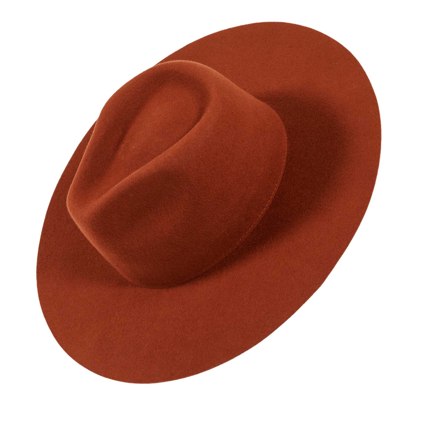 100% Wool Felt Flat Brim Fedora Hat - Style Rancher