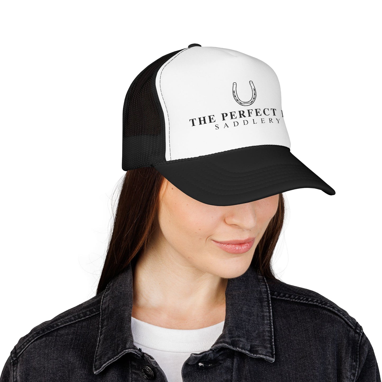 Trucker Hat — "The Perfect Fit Saddlery" Horseshoe Logo