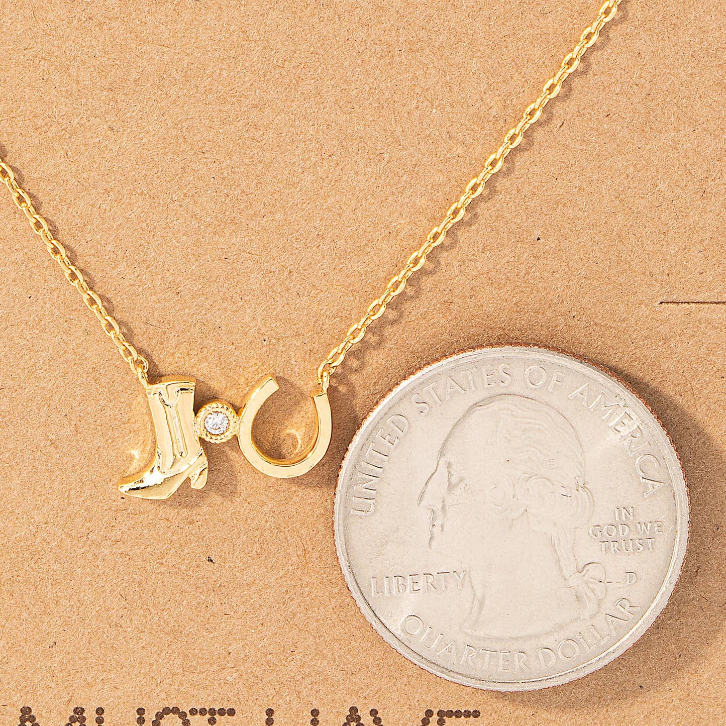 Western Cowboy Boots Horse Shoe Charm Necklace