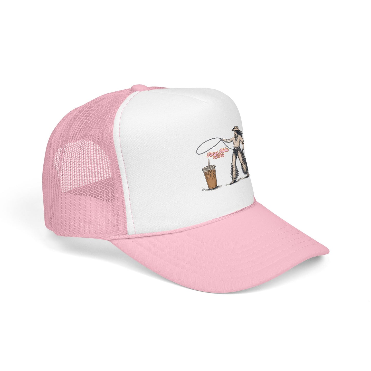 Cyclist Ring Toss Foam Trucker Hat — Funny Bike Skill Graphic Cap