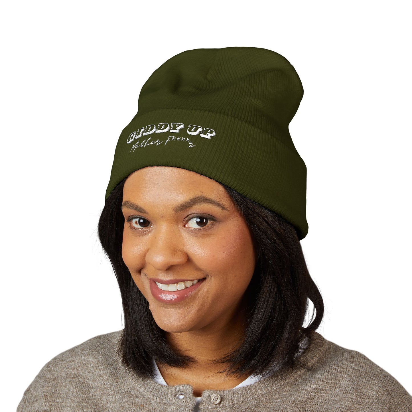 Giddy Up Embroidered Cuffed Beanie for Cozy Style