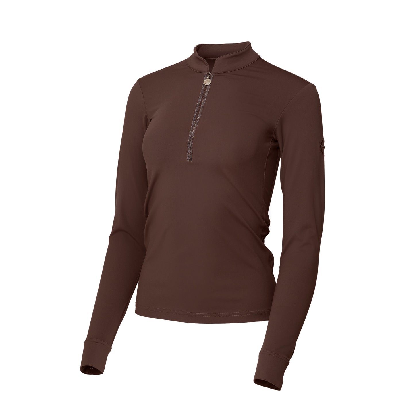 Heidi - Long Sleeve Riding Top with Crystal Fabric Trim