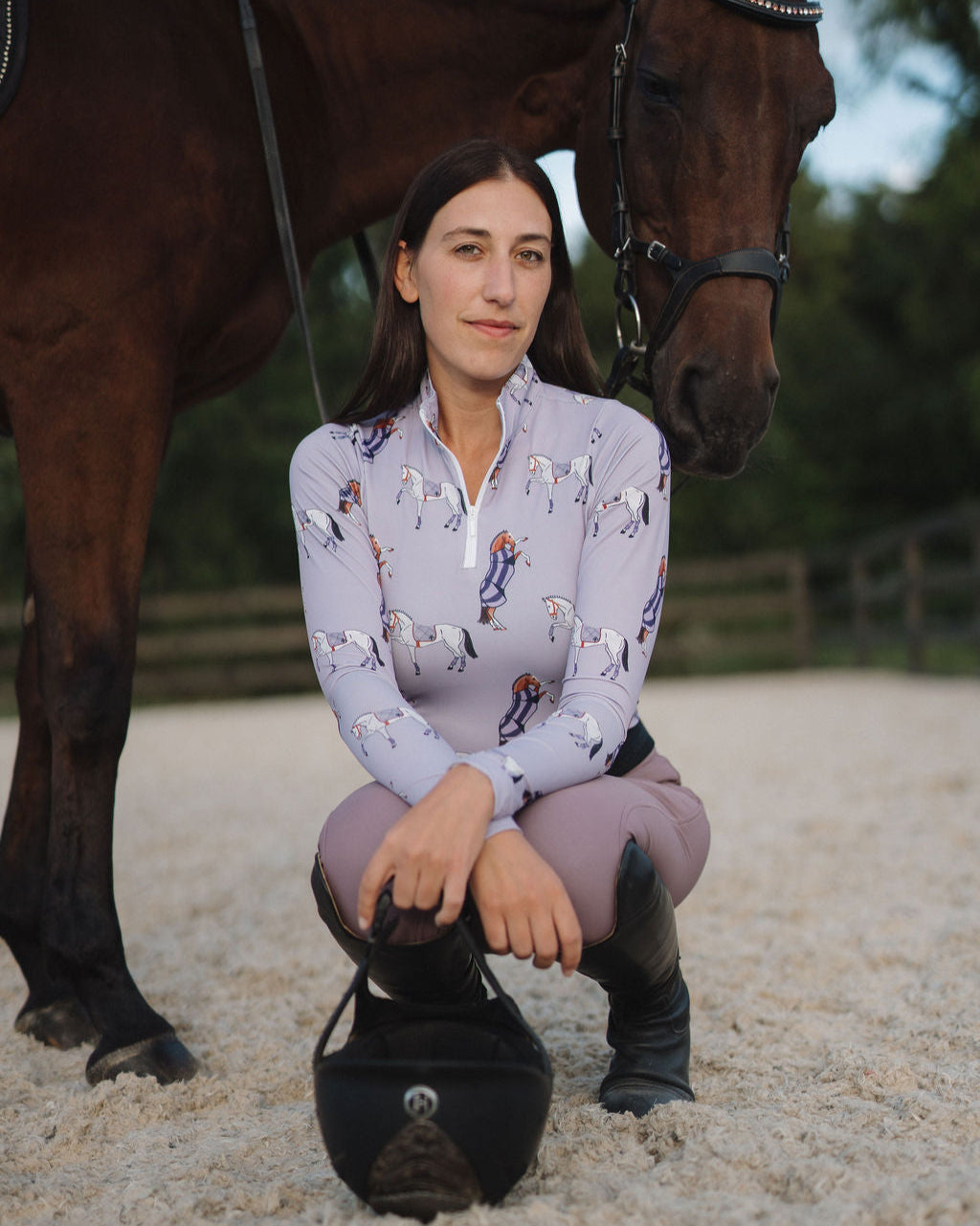 D. D. Prints With A Purpose PURPLE PONY CLUB Long Sleeved Training Shirt