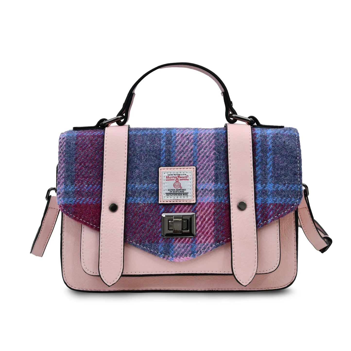 Medium Satchel in Pink and Blue Tartan