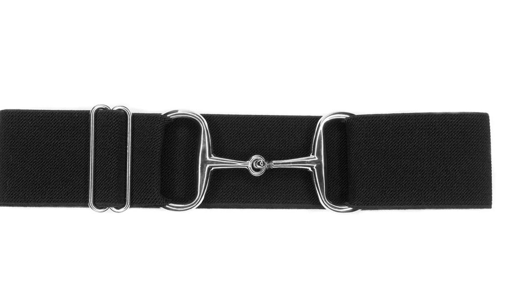 BLACK - 2" SILVER SNAFFLE ELASTIC BELT