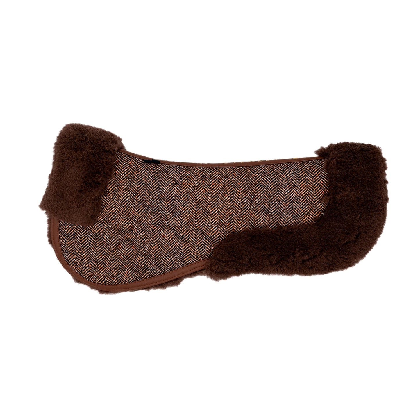 Wool Fleece Half Pad, Herringbone & Cognac
