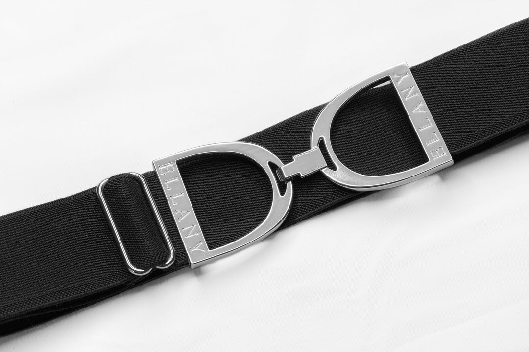 BLACK - 1.5" SILVER STIRRUP ELASTIC BELT