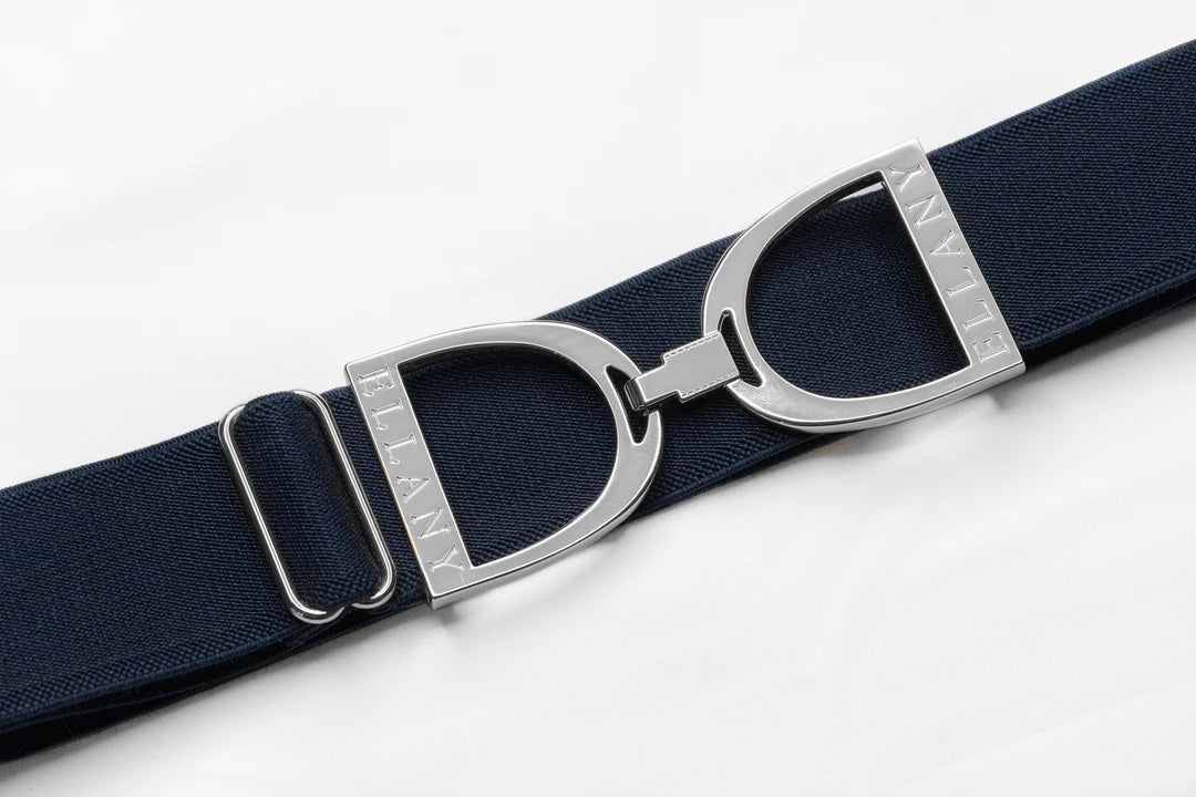 NAVY - 1.5" SILVER STIRRUP ELASTIC BELT