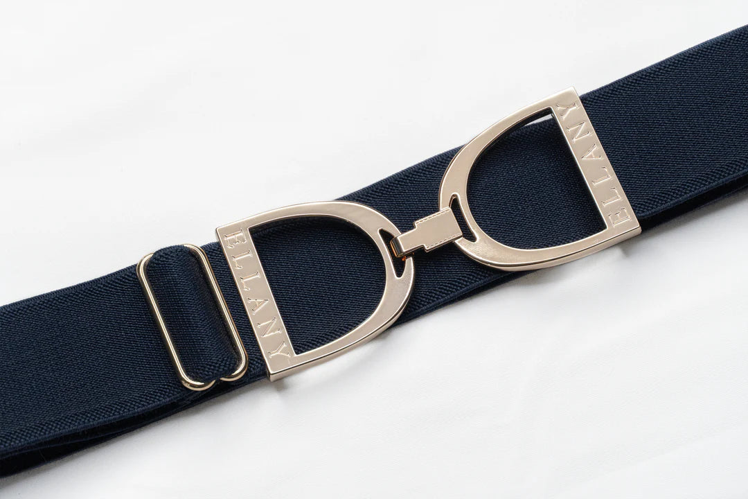 NAVY - 1.5" GOLD STIRRUP ELASTIC BELT