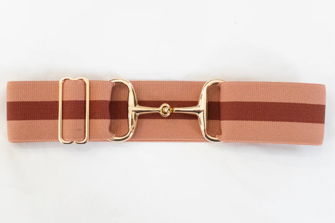 ROSE STRIPES - 2" GOLD SNAFFLE ELASTIC BELT