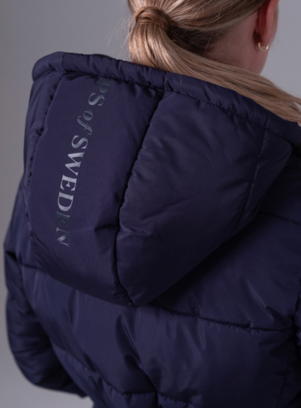 Detachable convertible Puffer Coat in Navy with leg straps