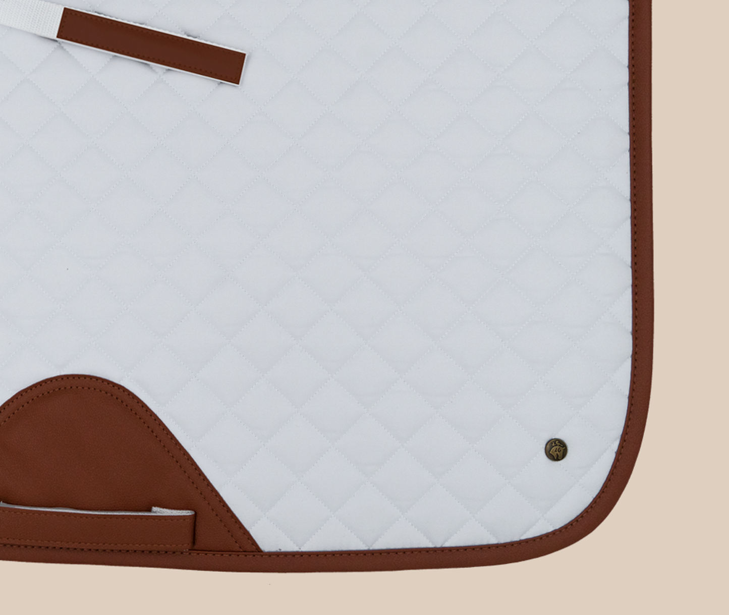 Dressage Pad, White & Cognac