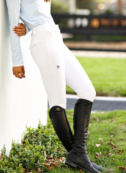 Juliette High Compression Show Breeches | White - Sample Sale