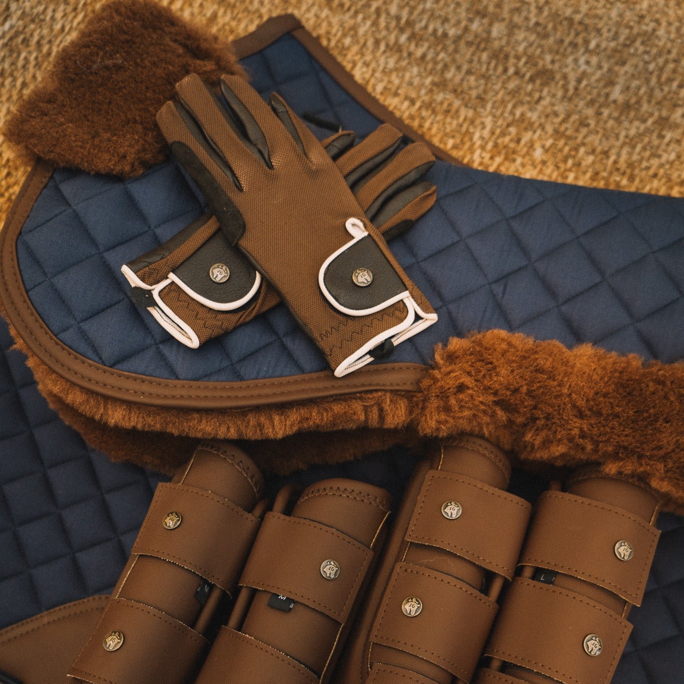 Merino Wool Fleece Half Pad, Navy & Hickory - End of season